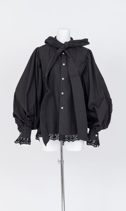 Lace Trimmed Ribbon Shirt