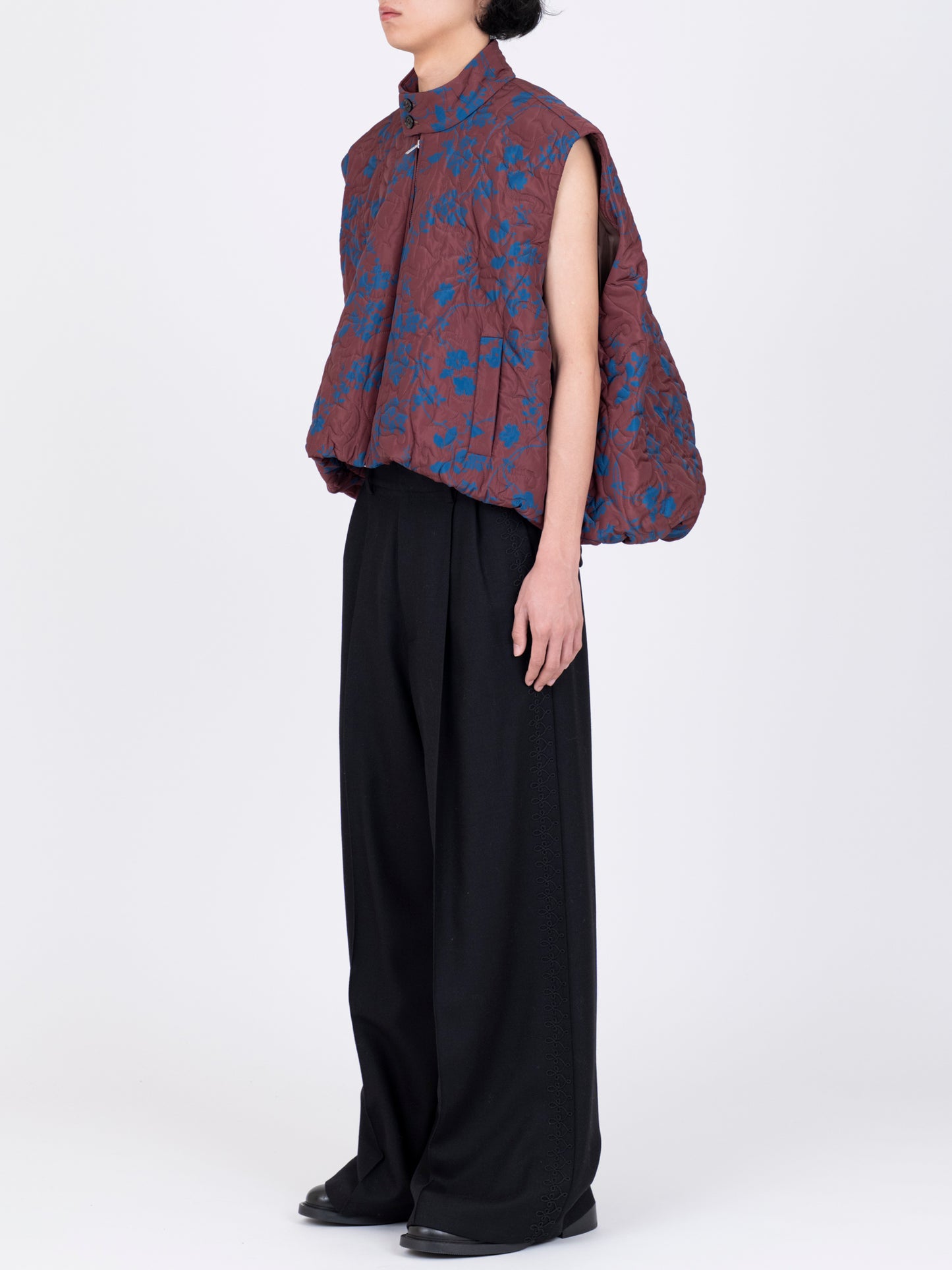 Flower Pattern Quilted Gilet