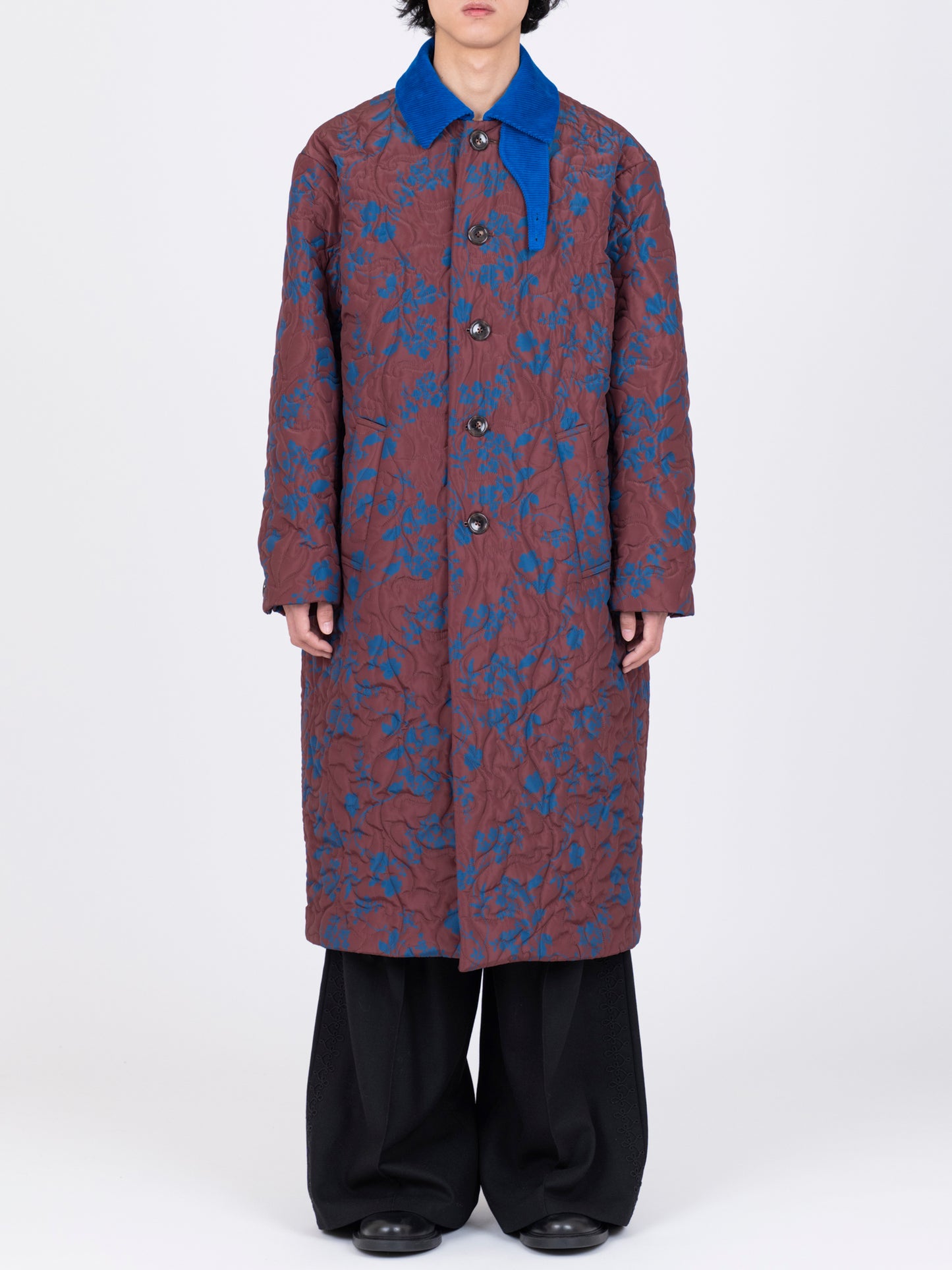 Flower Pattern Quilted Coat
