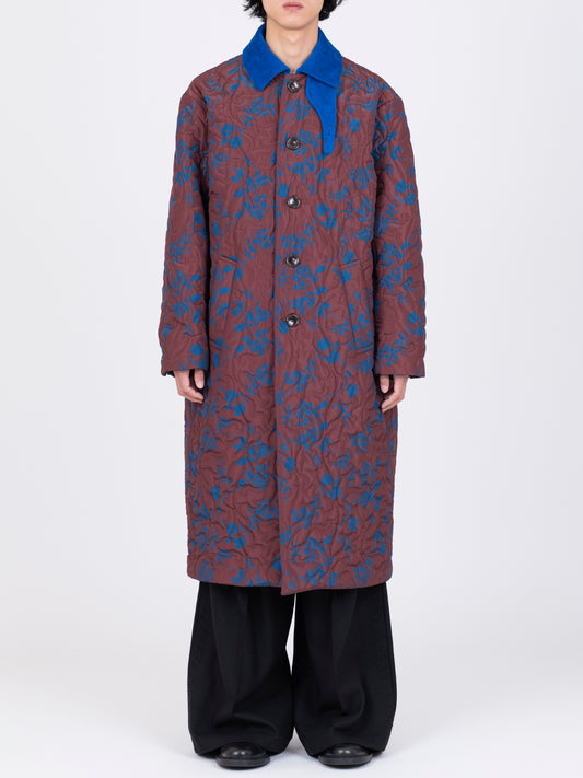 Flower Pattern Quilted Coat