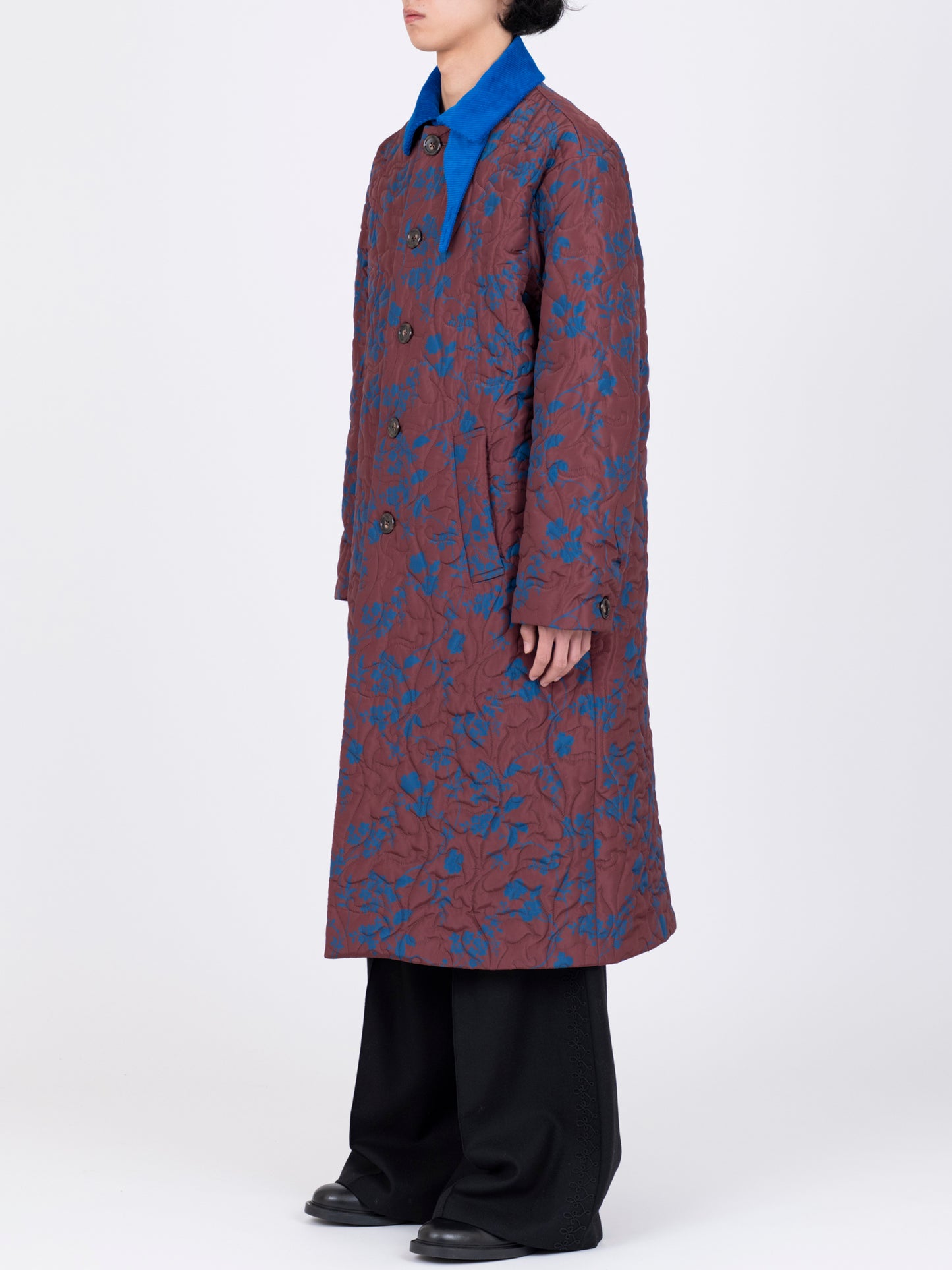 Flower Pattern Quilted Coat