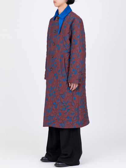 Flower Pattern Quilted Coat