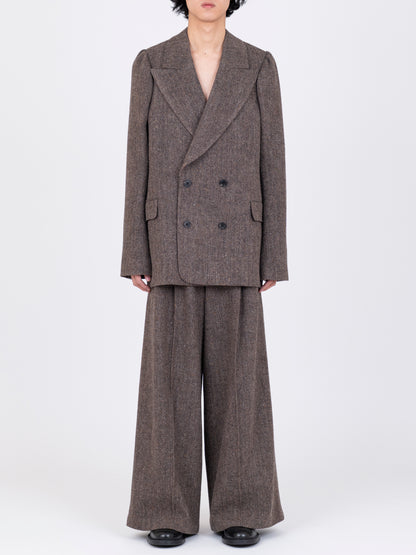 Herringbone  Puff Sleeve DB Blazer