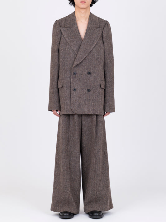 Herringbone  Puff Sleeve DB Blazer