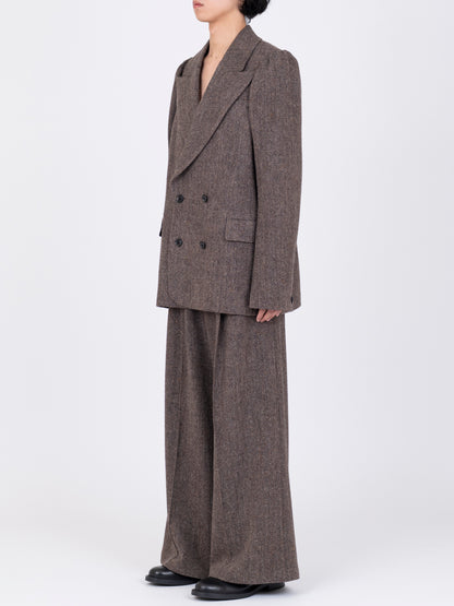 Herringbone  Puff Sleeve DB Blazer