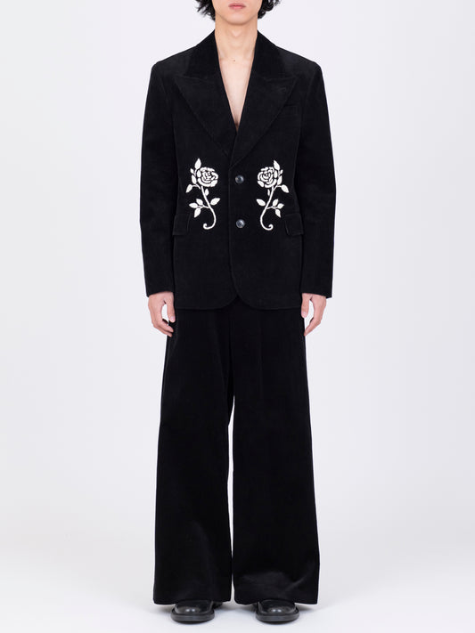 Hand-Embroidered Corduroy Blazer