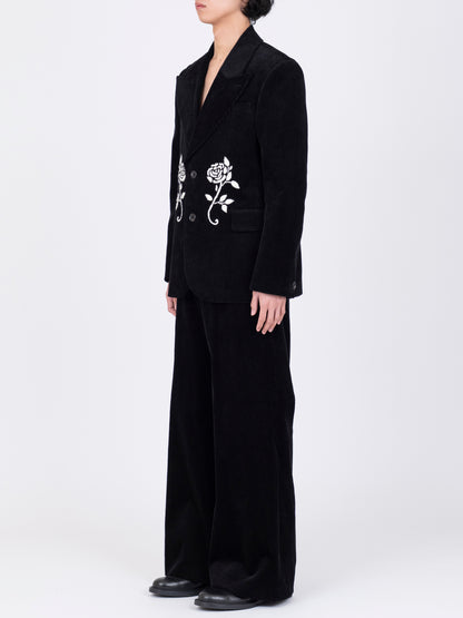 Hand-Embroidered Corduroy Blazer