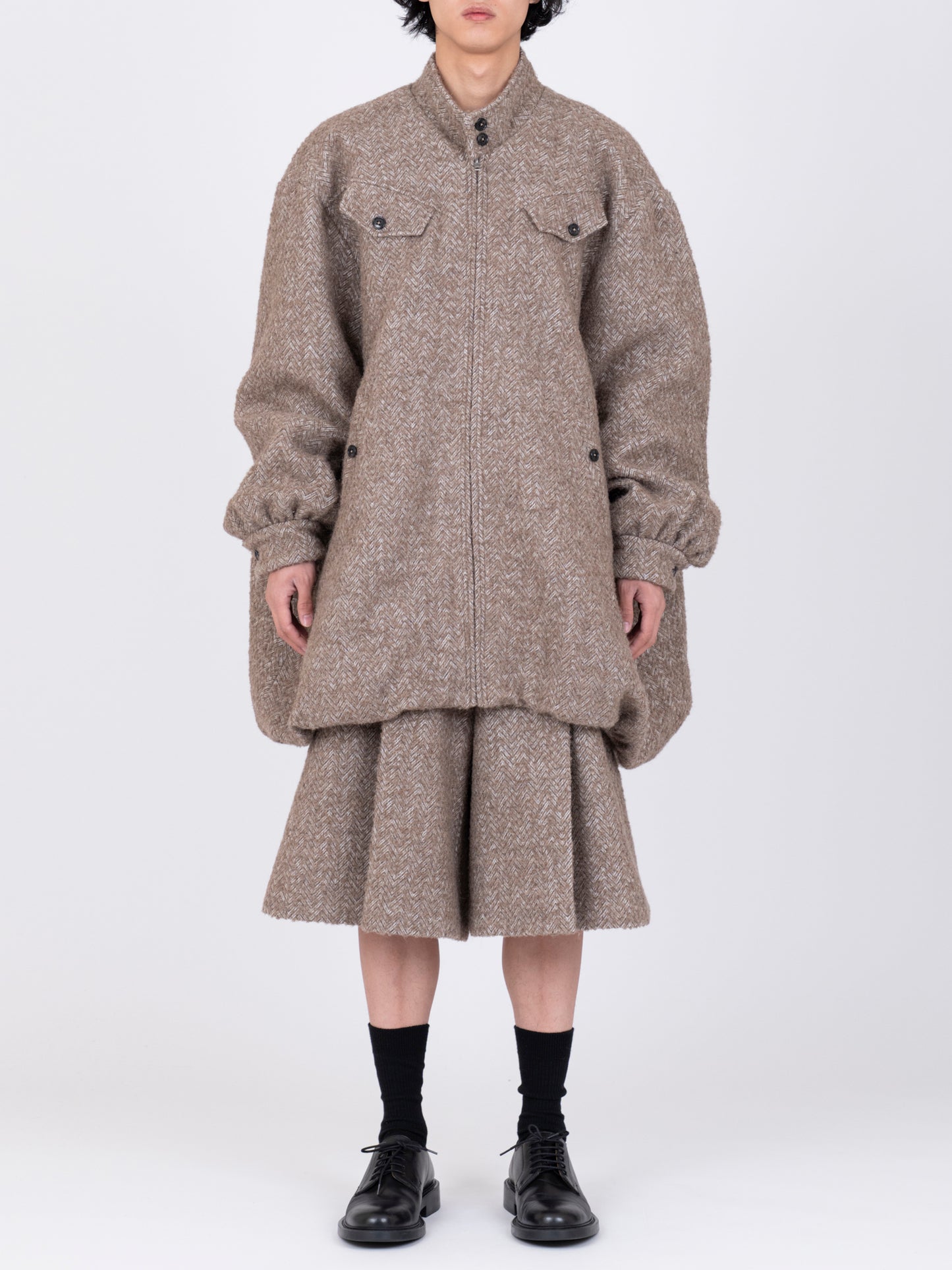 Herringbone Balloon Coat