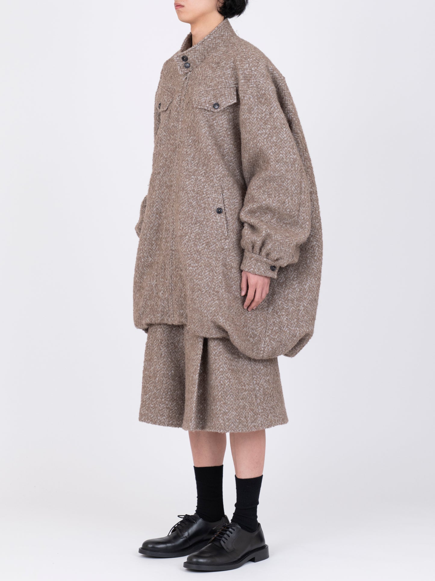 Herringbone Balloon Coat