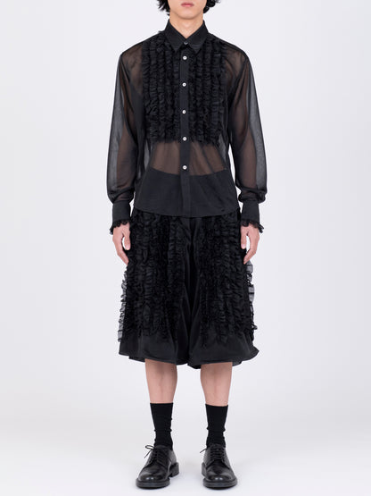 Front Ruffle Chiffon Shirt