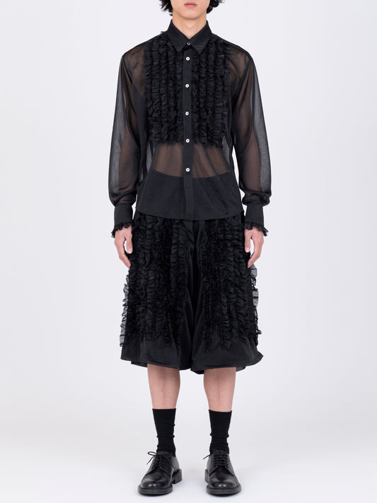 Front Ruffle Chiffon Shirt