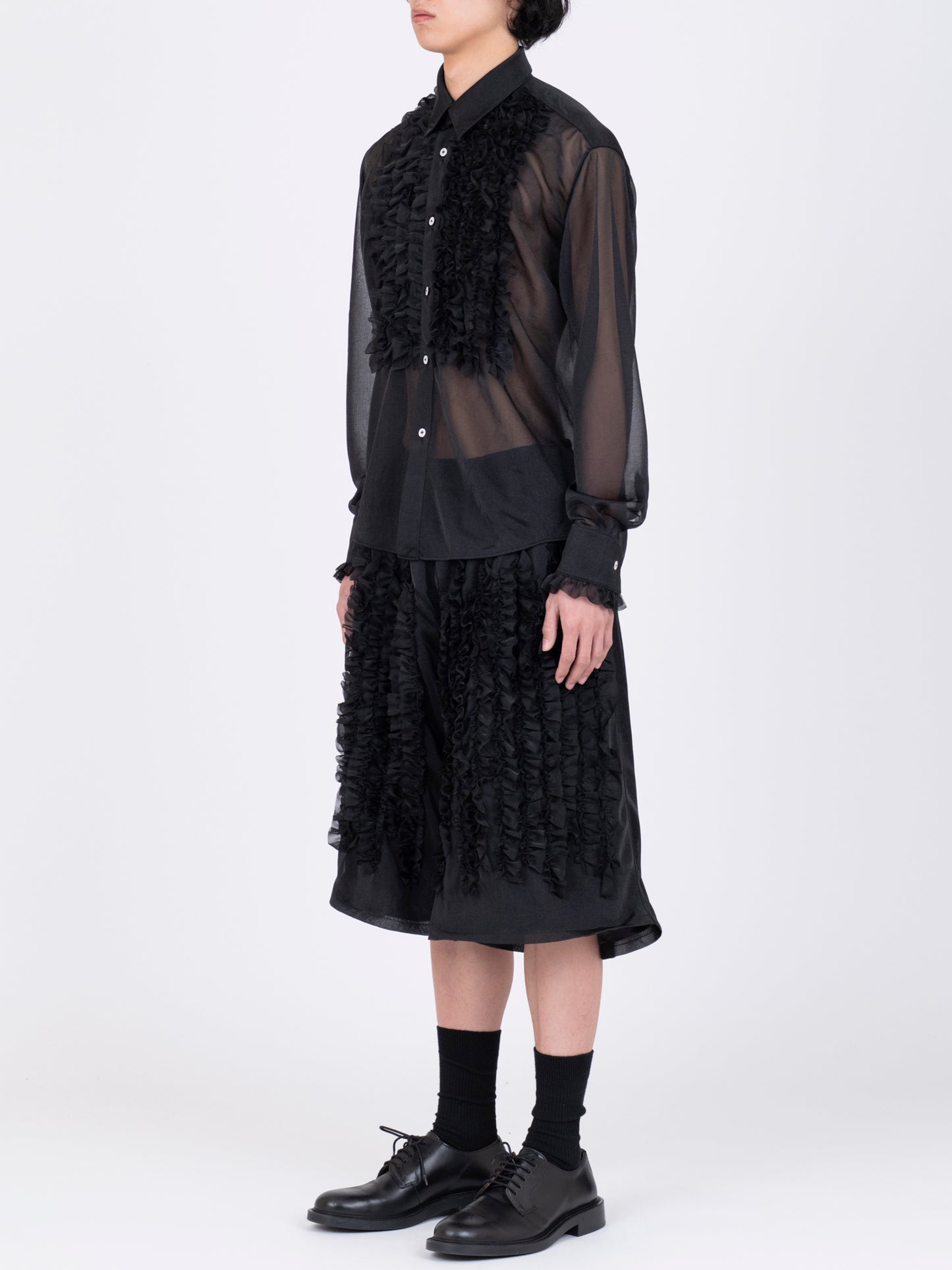 Front Ruffle Chiffon Shirt
