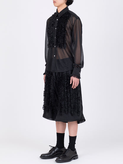 Front Ruffle Chiffon Shirt