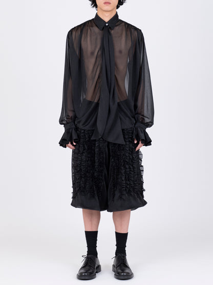 Detachable Ribbon Collar Chiffon Shirt