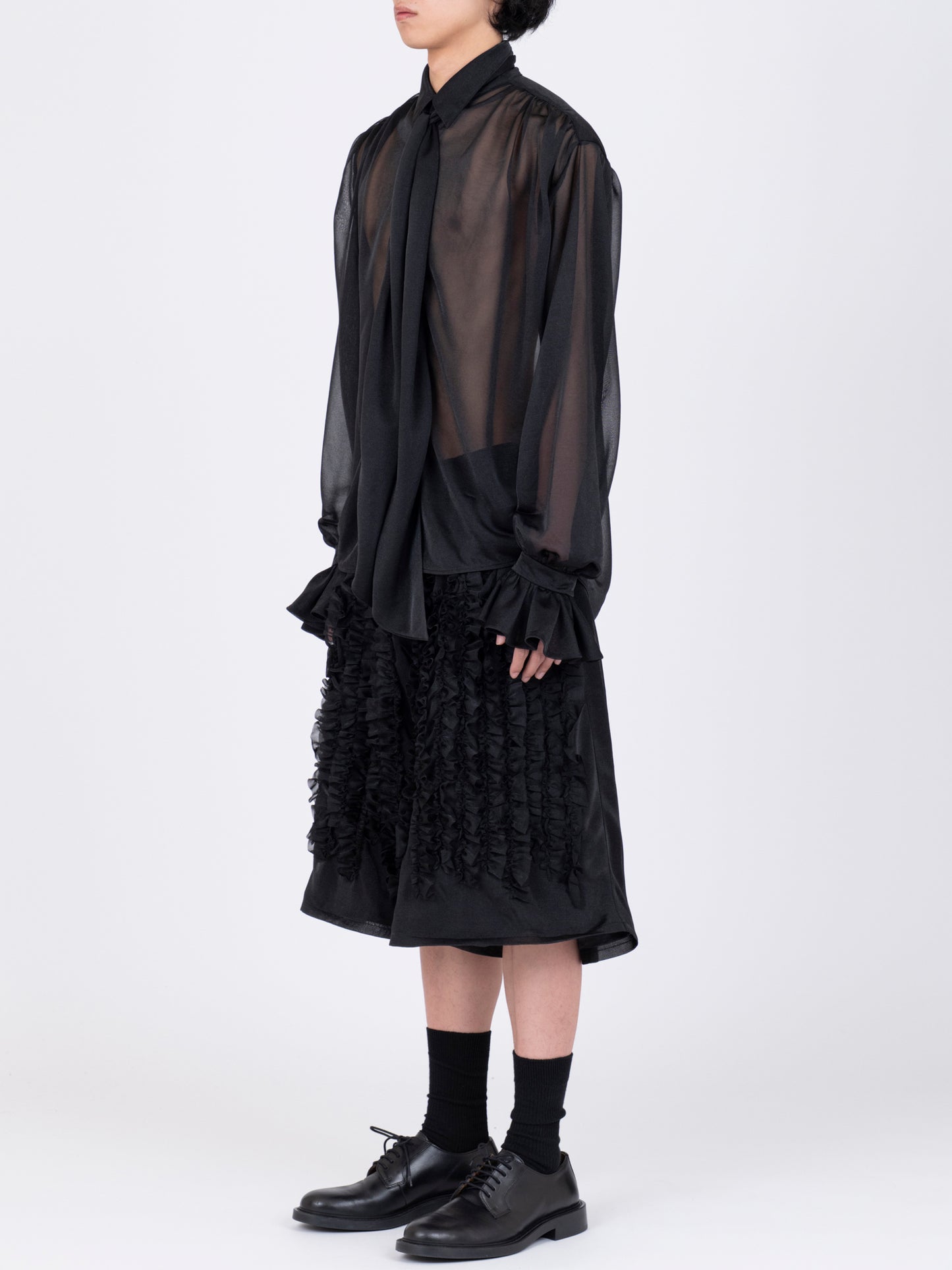 Detachable Ribbon Collar Chiffon Shirt