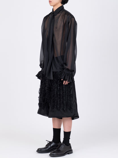 Detachable Ribbon Collar Chiffon Shirt