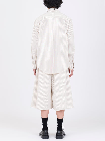 Detachable  Ribbon Collar  Striped Shirt