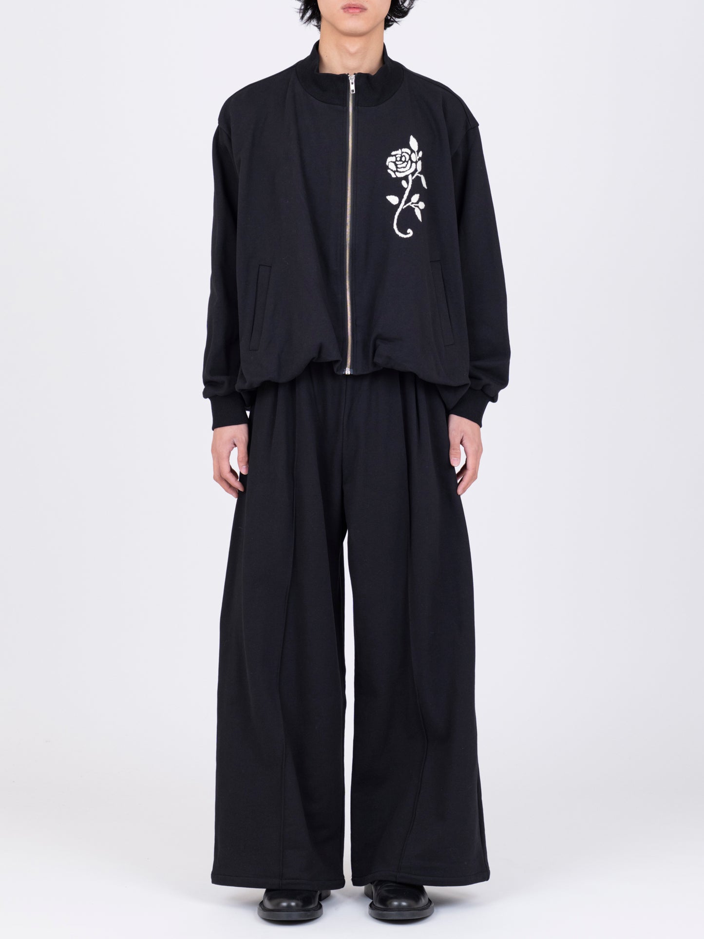 Hand Embroidered Balloon Jersey Zip-Up Top