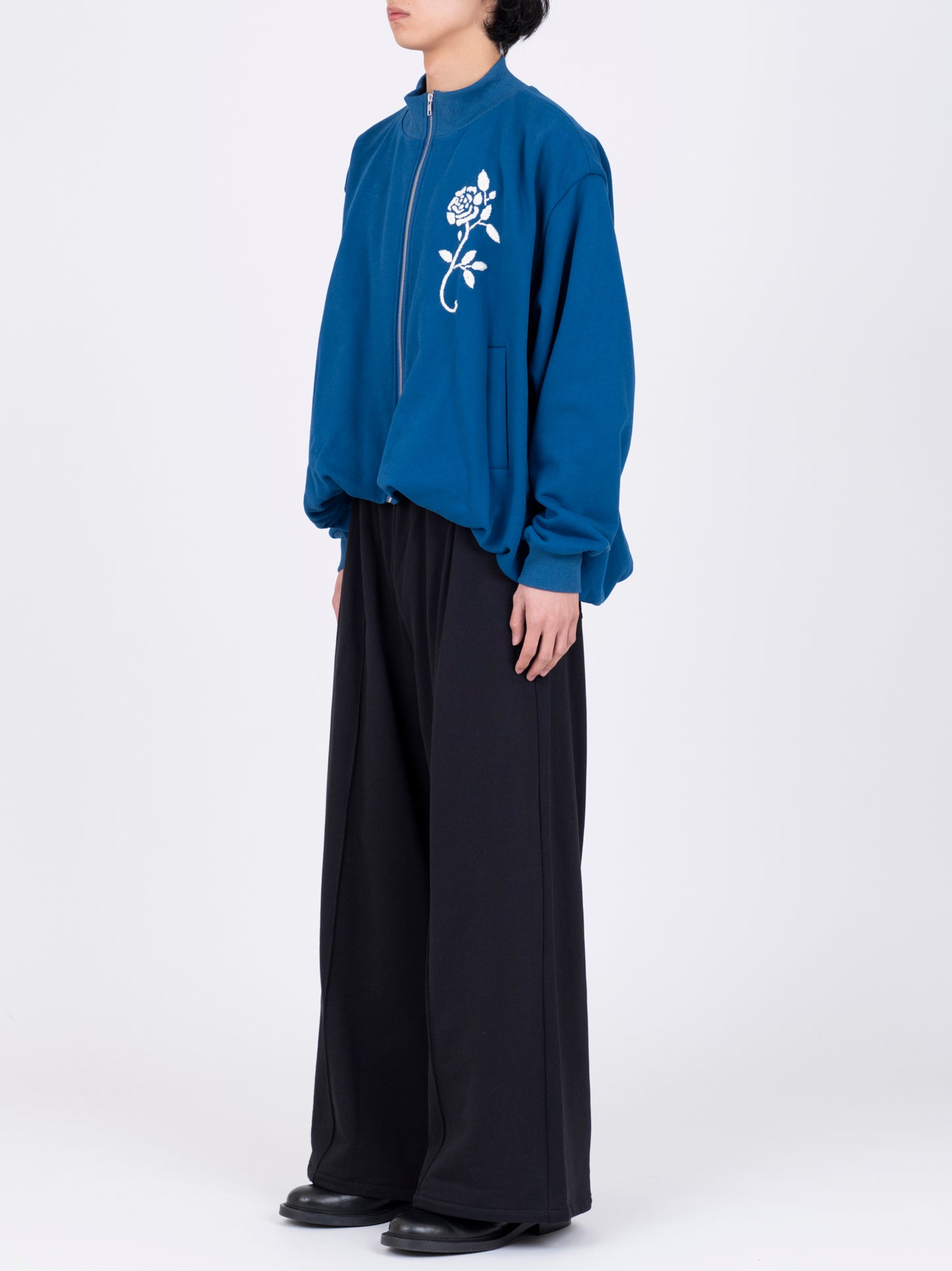 Hand Embroidered Balloon Jersey Zip-Up Top