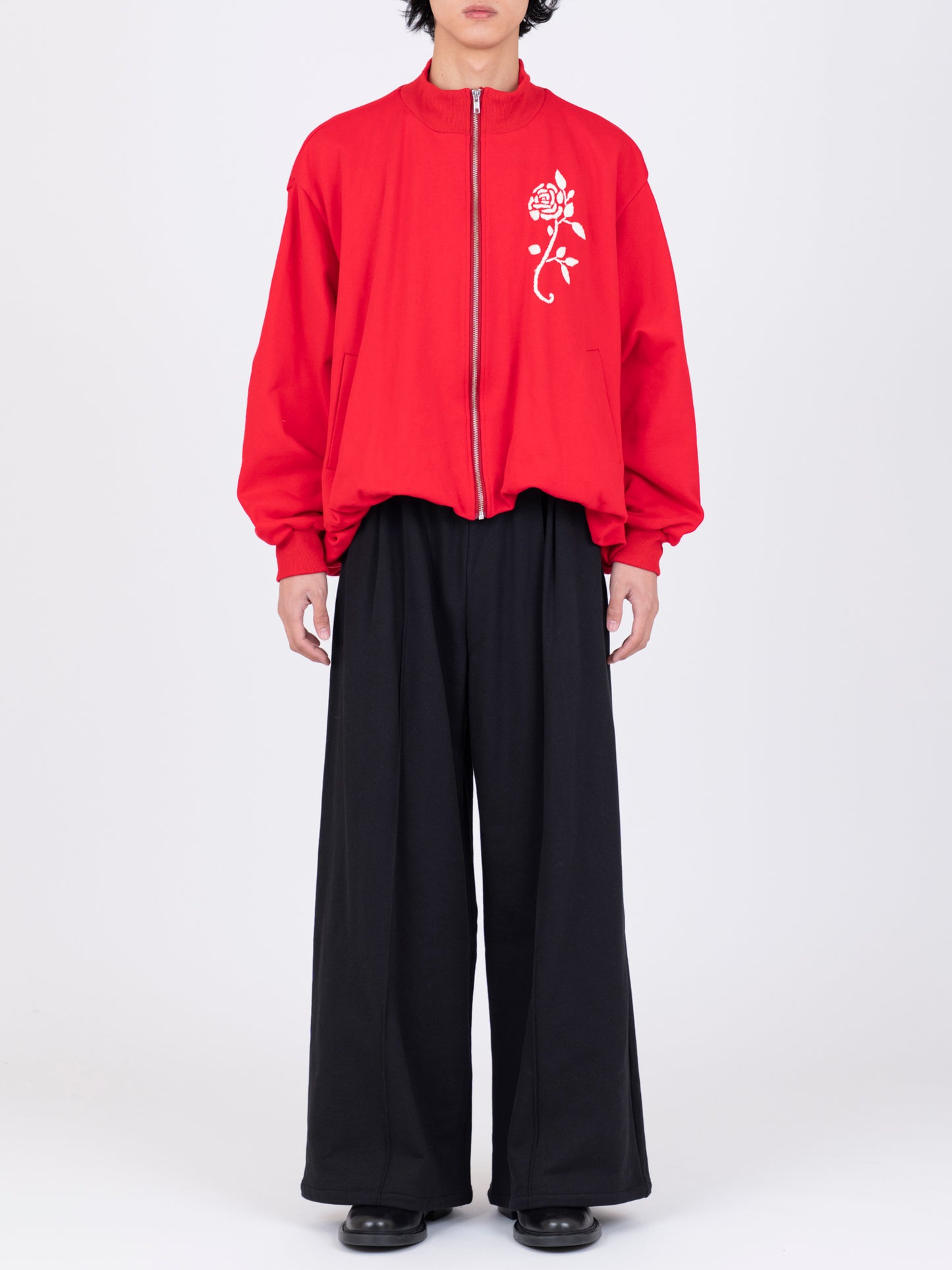 Hand Embroidered Balloon Jersey Zip-Up Top