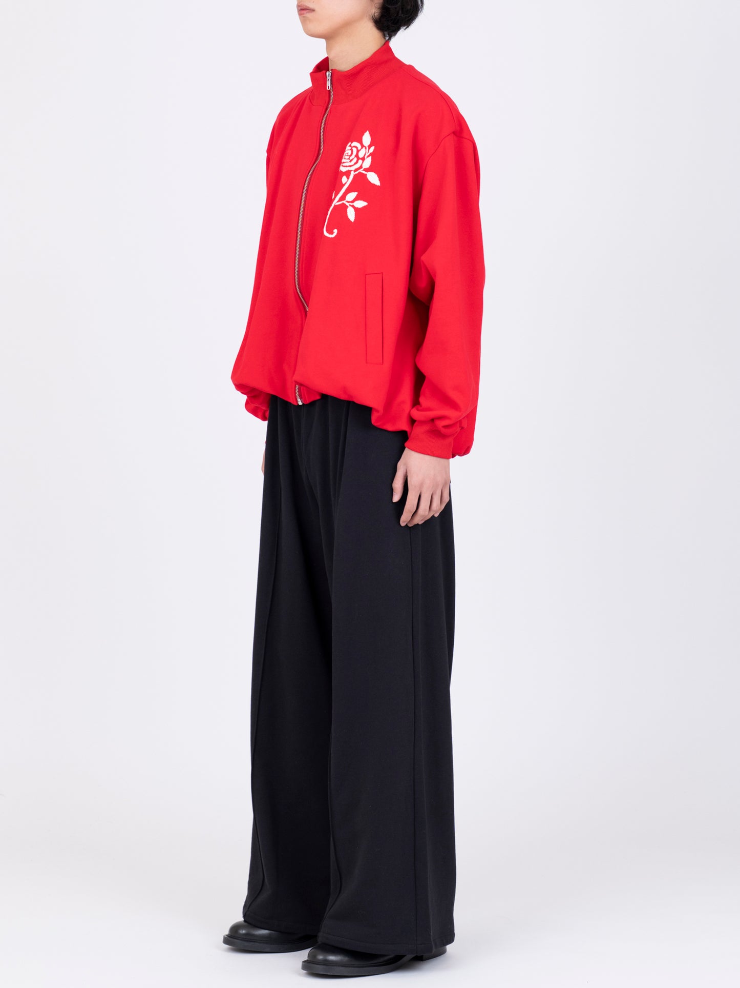 Hand Embroidered Balloon Jersey Zip-Up Top