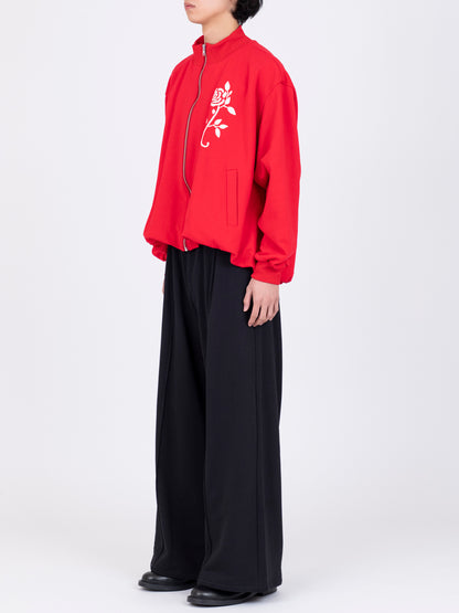 Hand Embroidered Balloon Jersey Zip-Up Top