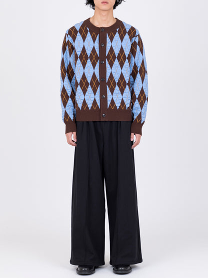 Felted Yarn Argyle Crew Cardigan