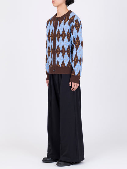 Felted Yarn Argyle Crew Cardigan