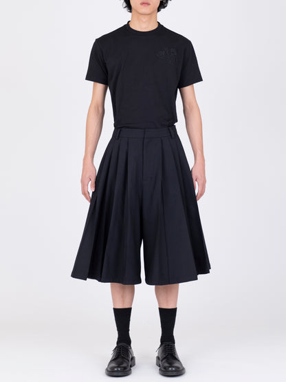 Gabardine Irregular Pleated Shorts