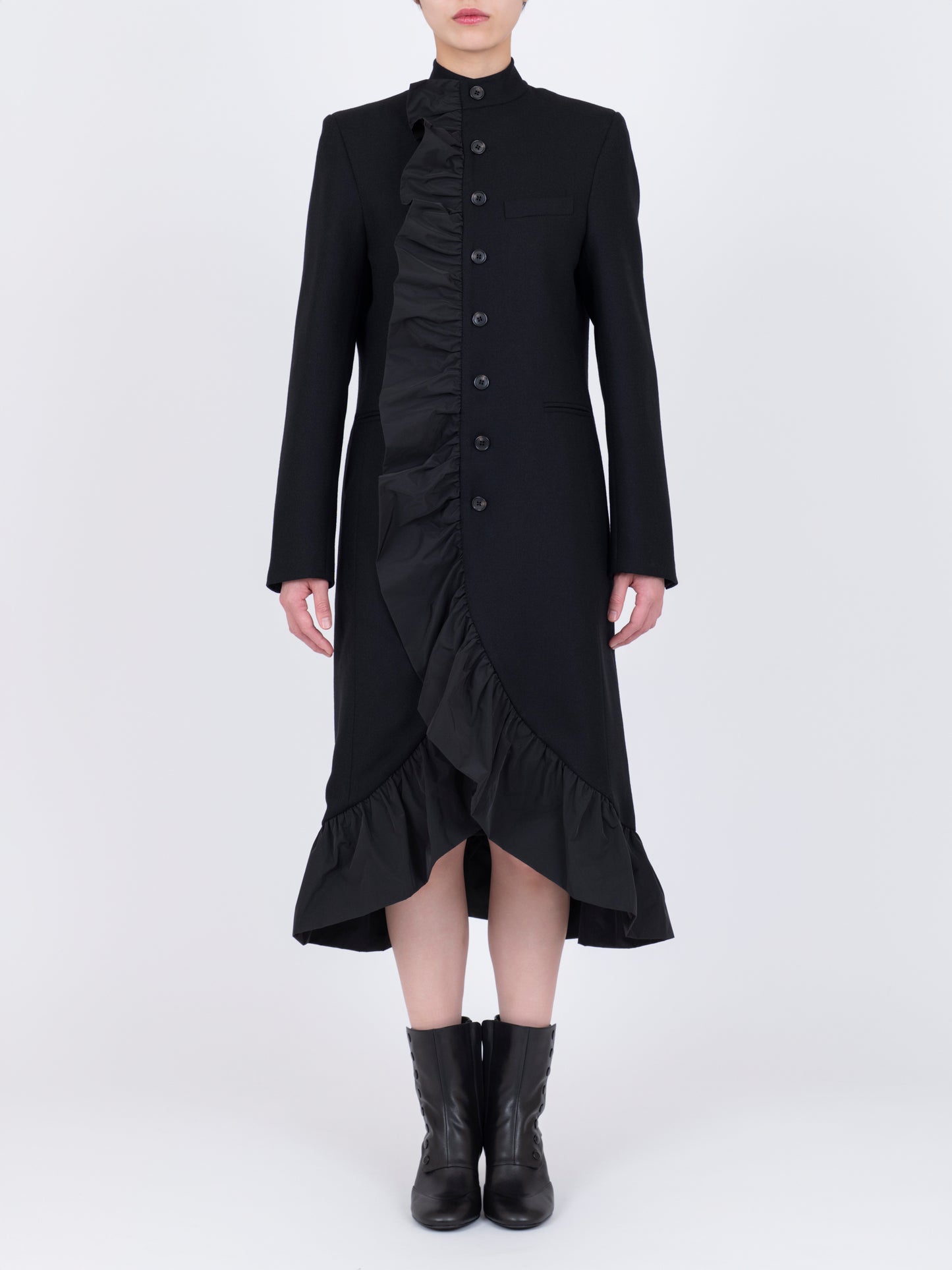 Volant Stand Collar Coat