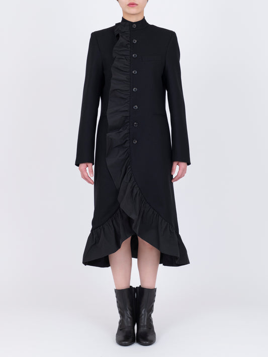 Volant Stand Collar Coat