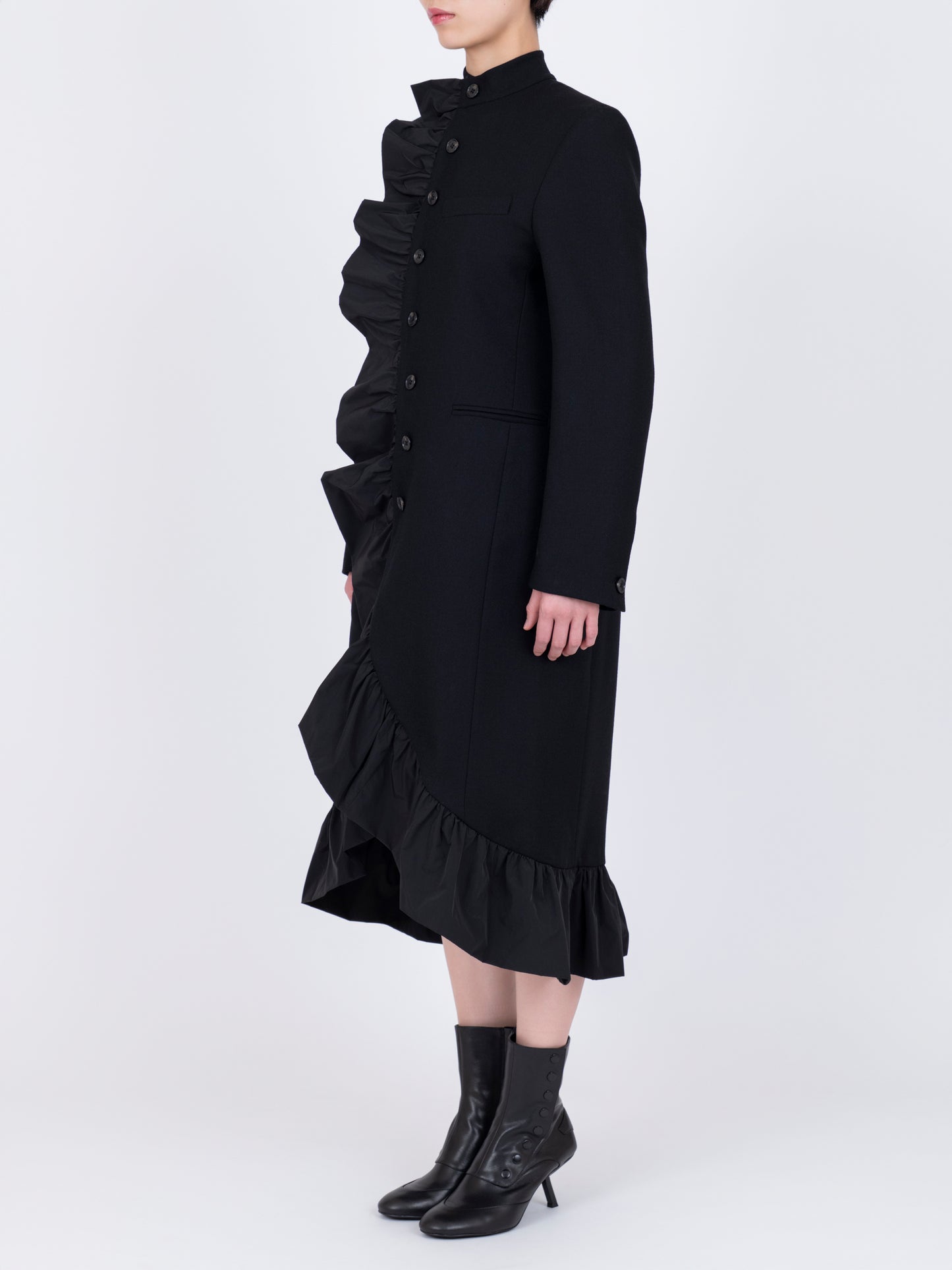 Volant Stand Collar Coat