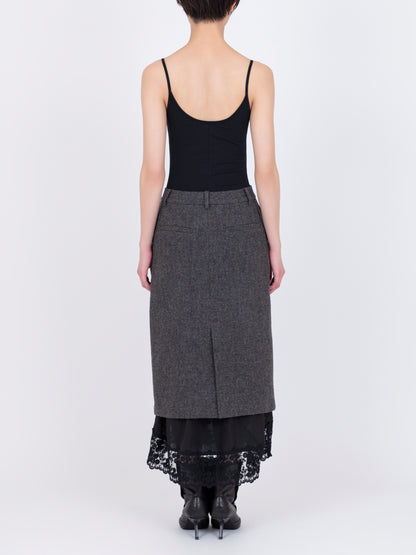 Plis Skirt Dentelle Hem