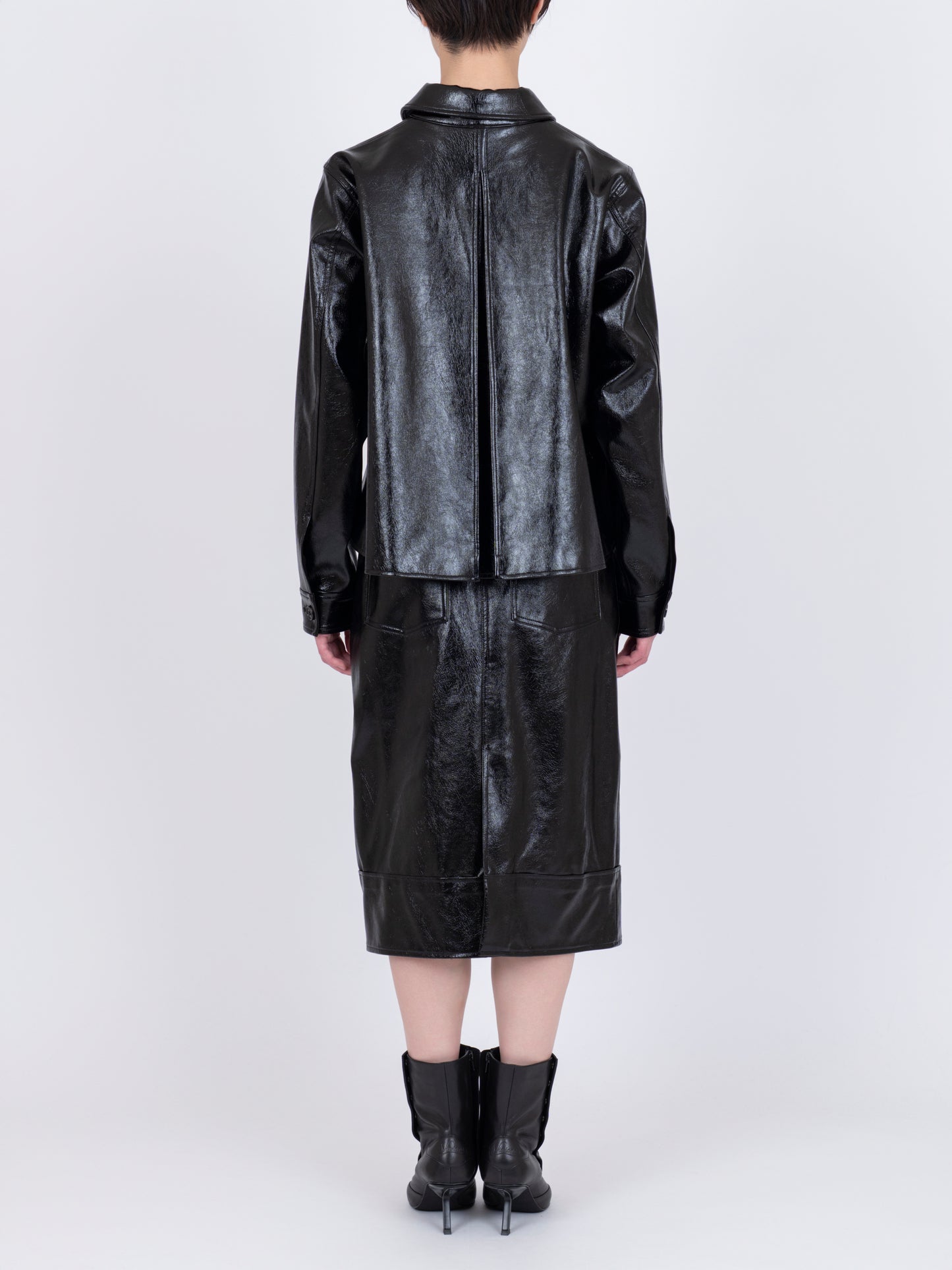 Faux Leather  Plis Creux Jacket