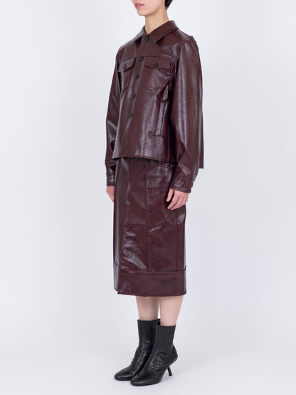 Faux Leather  Plis Creux Jacket