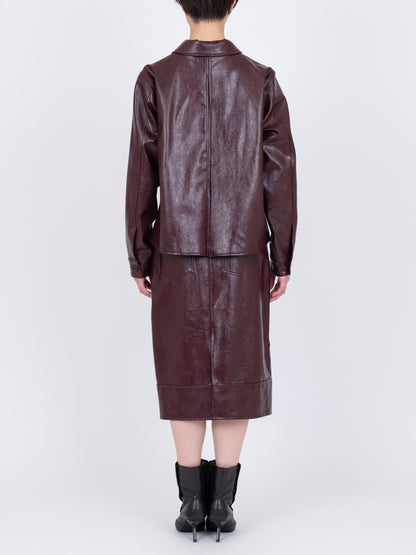 Faux Leather  Plis Creux Jacket