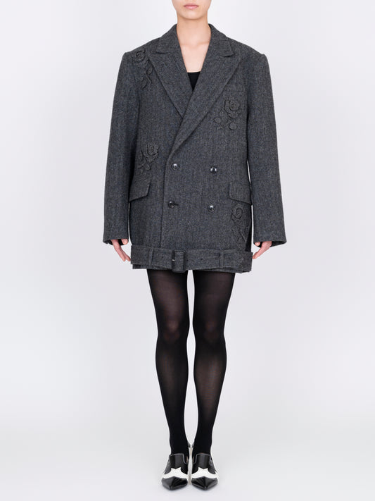 Flower Applique Oversized Blazer
