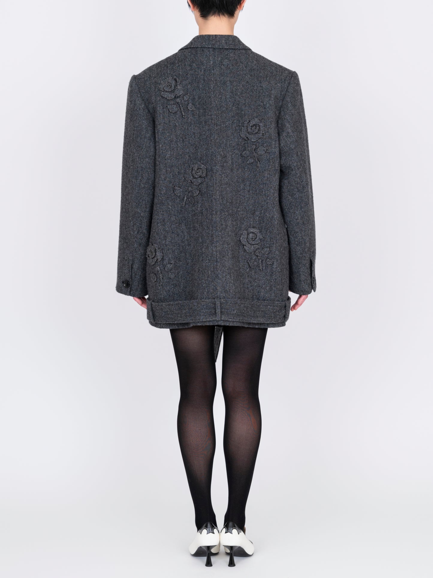 Flower Applique Oversized Blazer