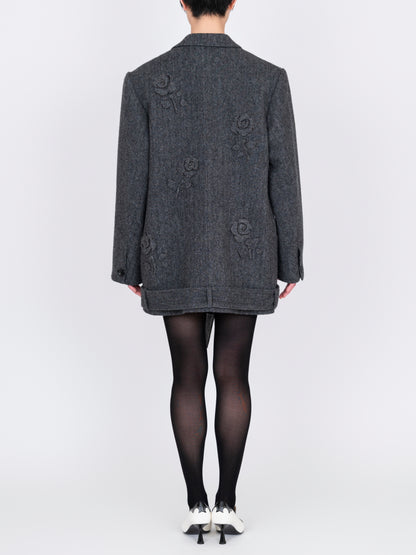 Flower Applique Oversized Blazer