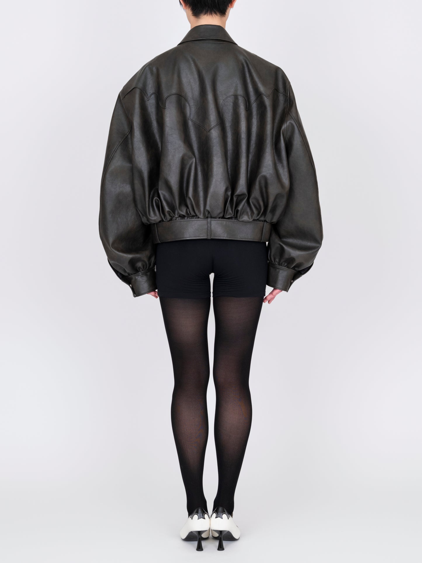 Faux Leather Bomber Jacket
