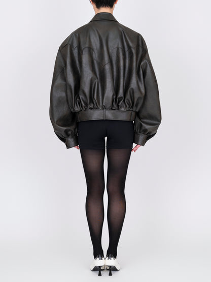 Faux Leather Bomber Jacket