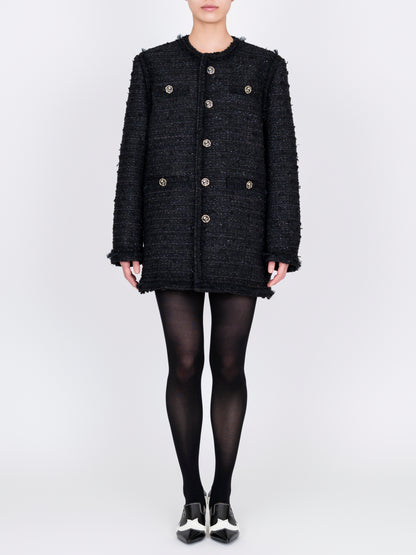 Tulle layered Tweed Jacket