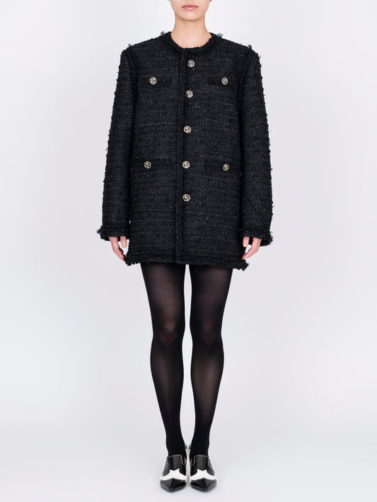 Tulle layered Tweed Jacket