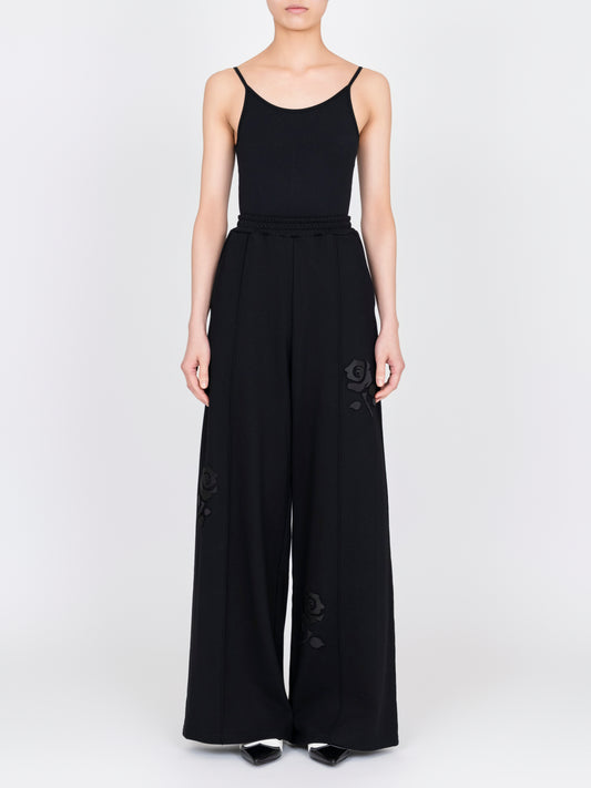 Flower Applique Jersey  Pants
