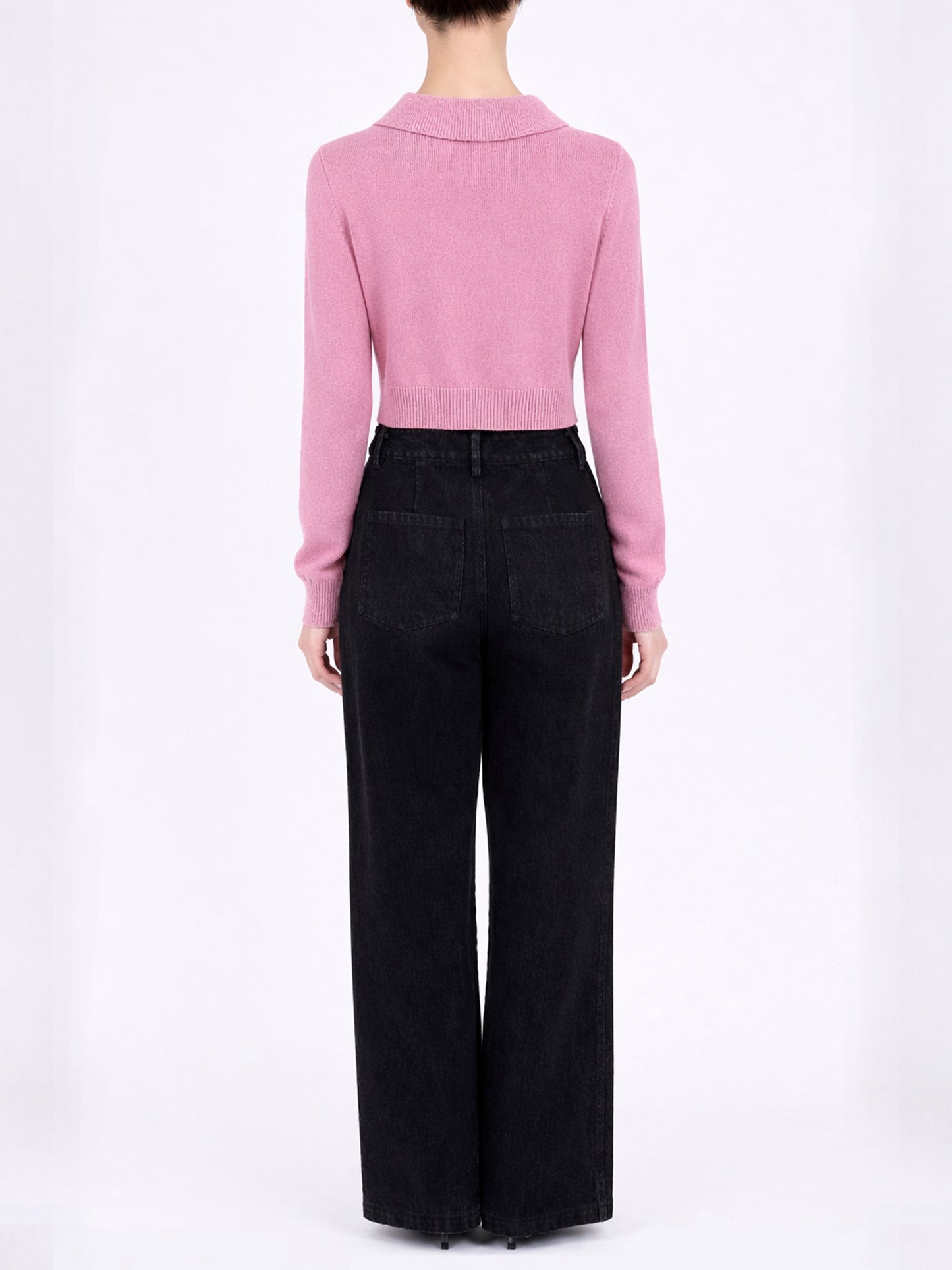 Rose Hand Broderie  Polo Cardigan