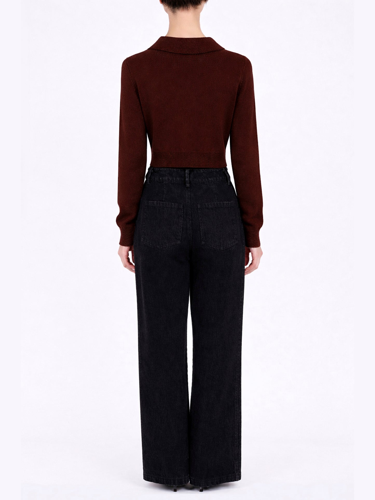 Rose Hand Broderie  Polo Cardigan
