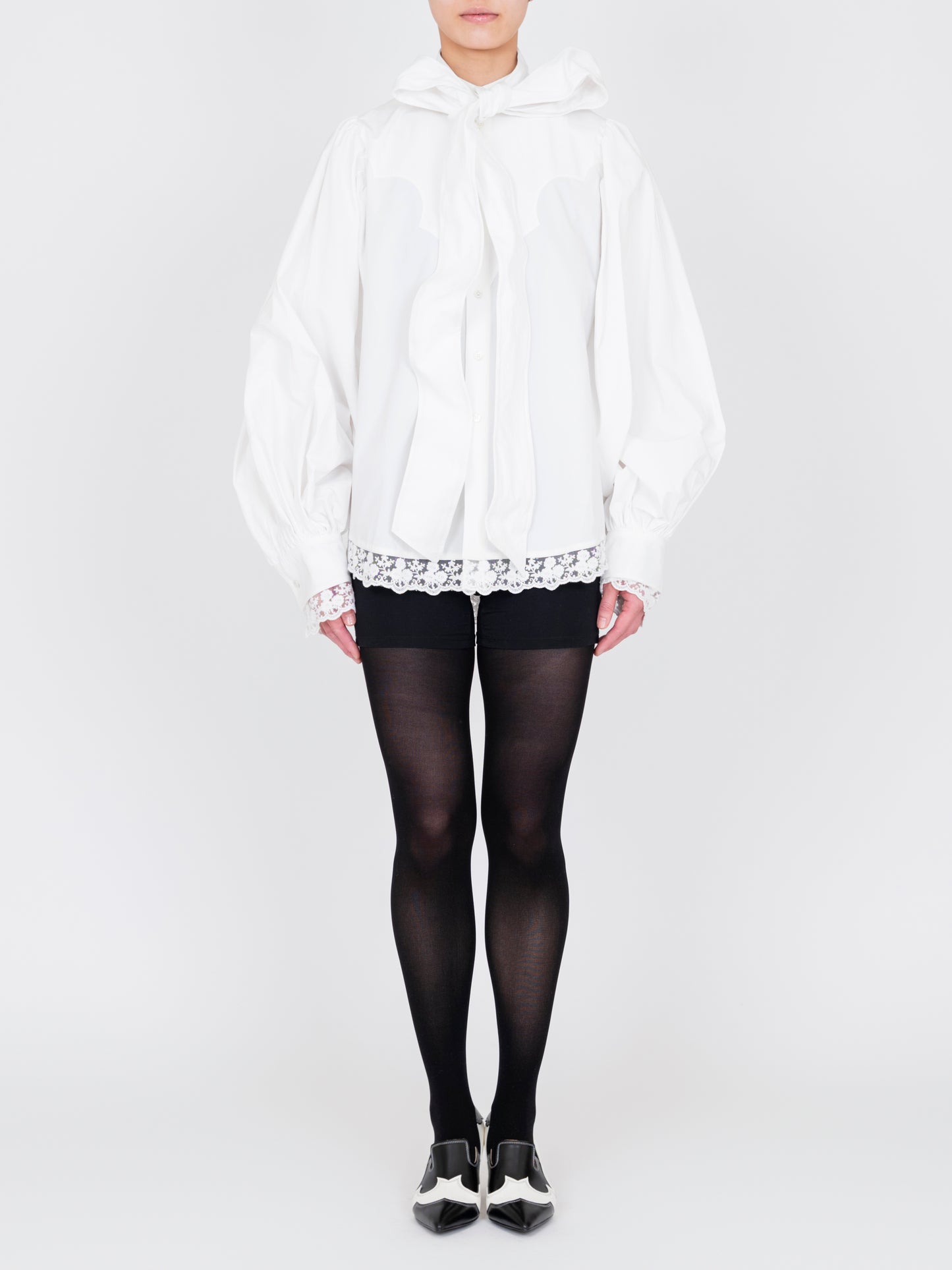 Lace Trimmed Ribbon Shirt