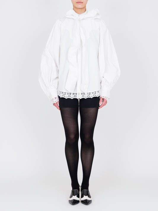 Lace Trimmed Ribbon Shirt