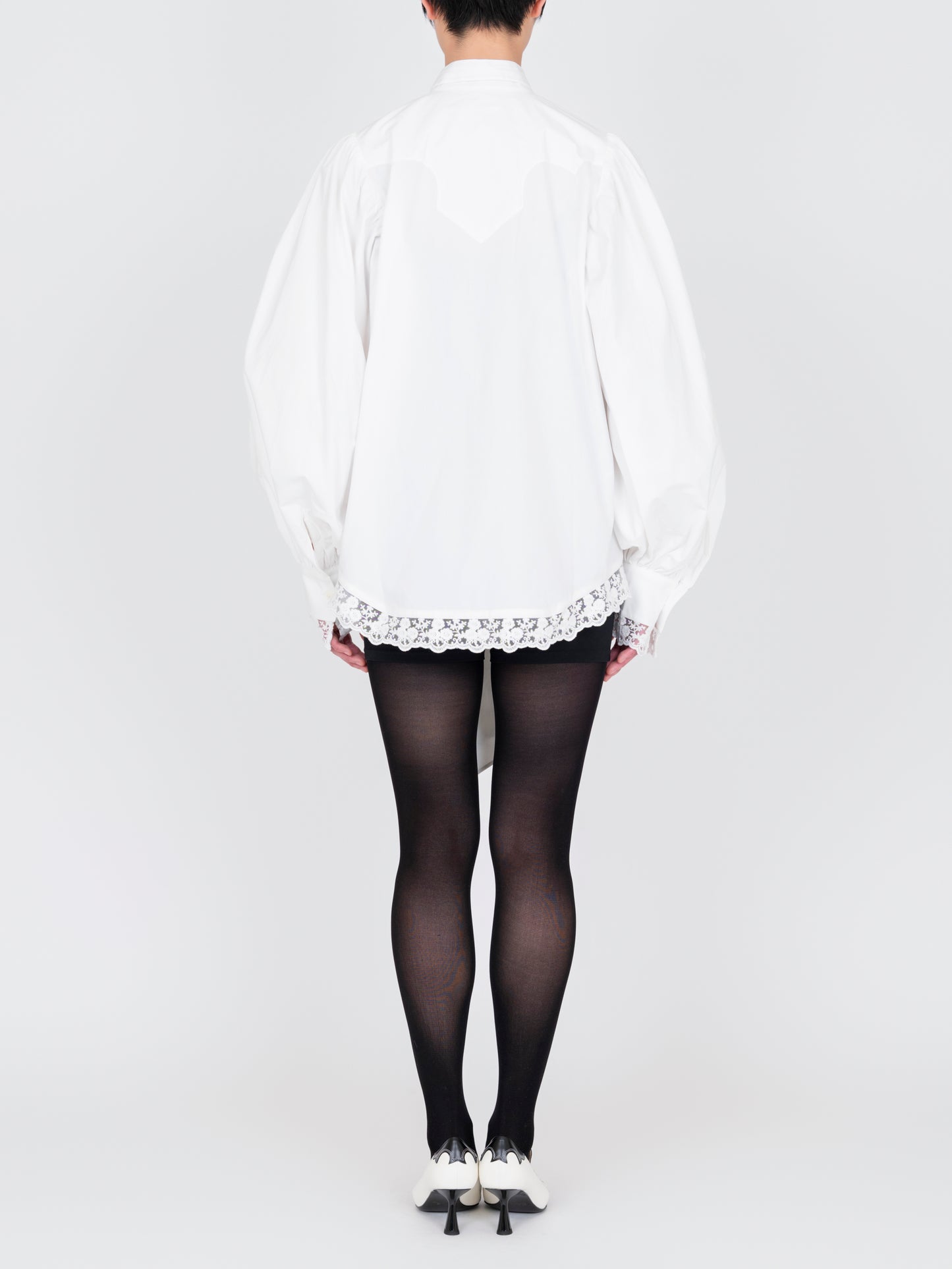 Lace Trimmed Ribbon Shirt