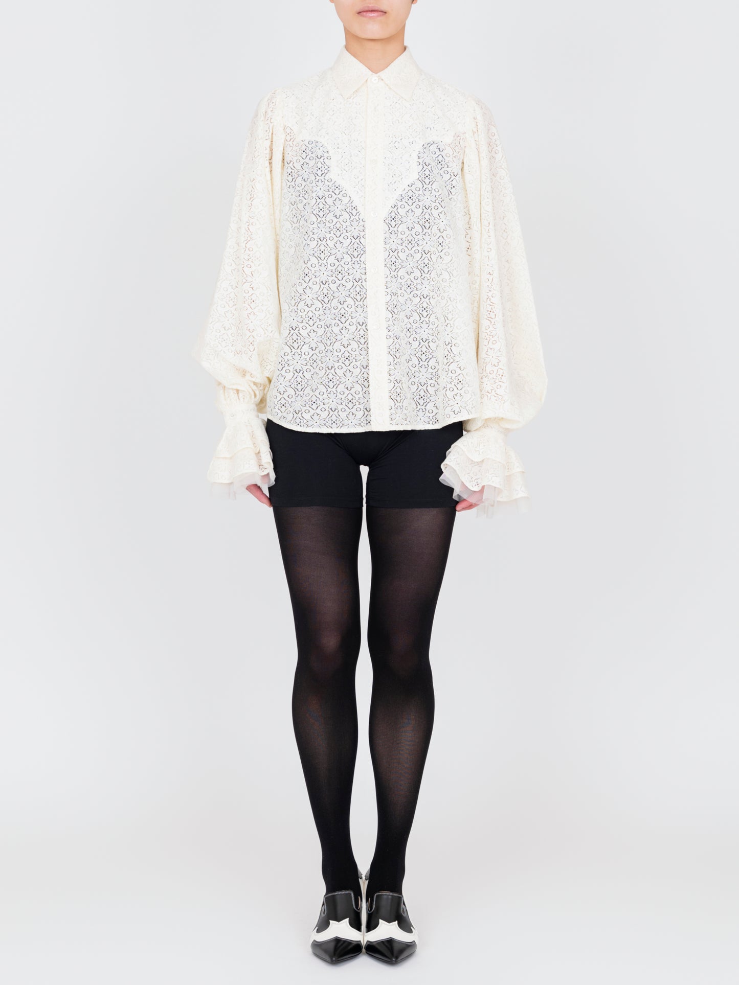 Tulle Layered Lace Shirt